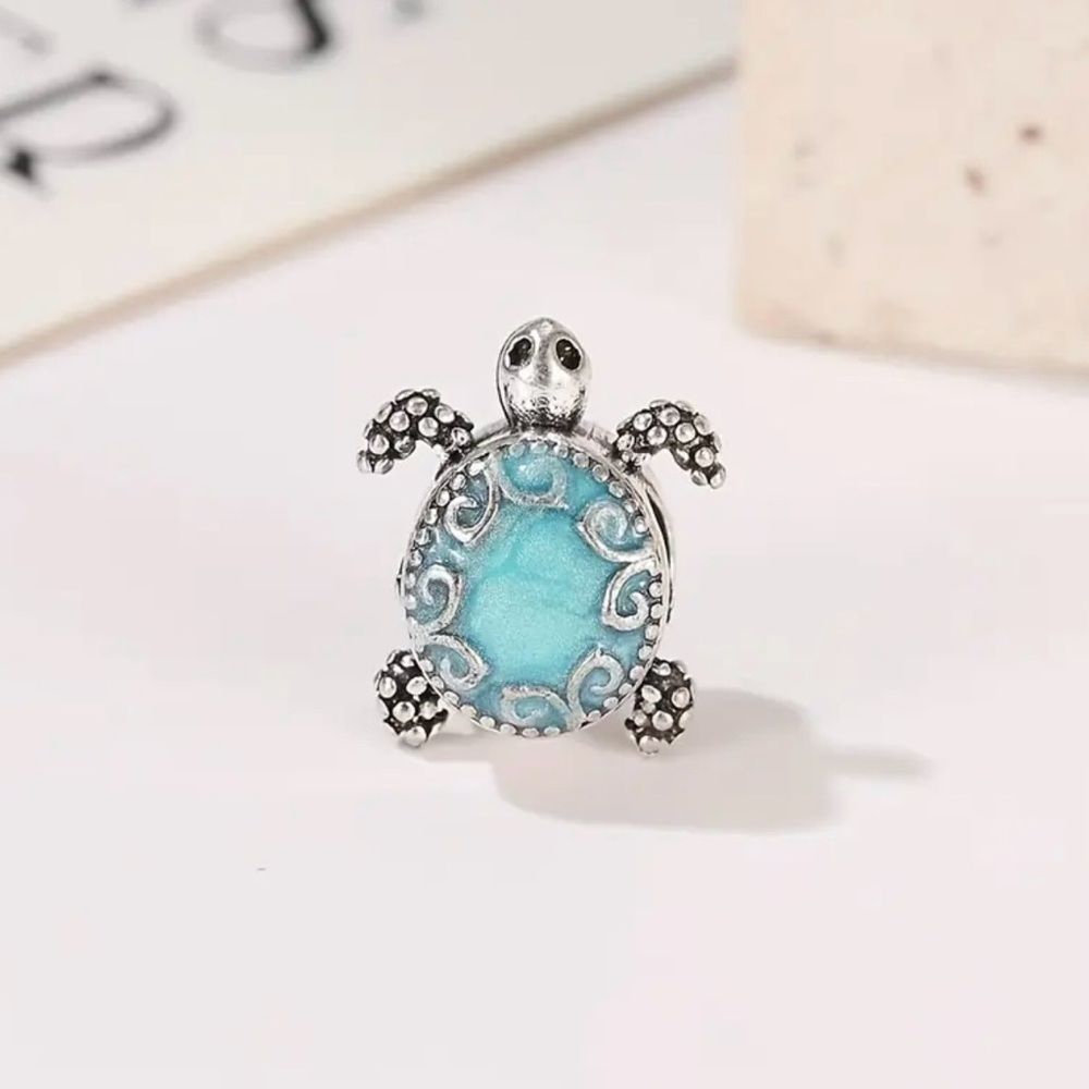 Silver and Blue Turtle Charm - Picture 6 of 8
